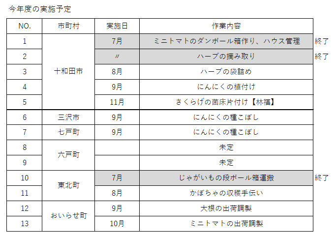 昨年度の実施内容