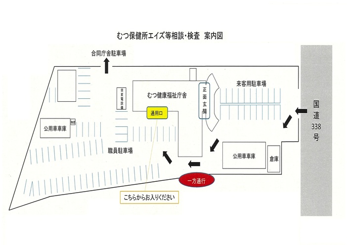 むつ保健所エイズ等相談・検査　案内図