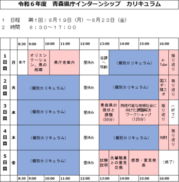 カリキュラム表