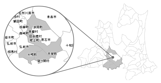 南津軽郡町村合併懇話会地図