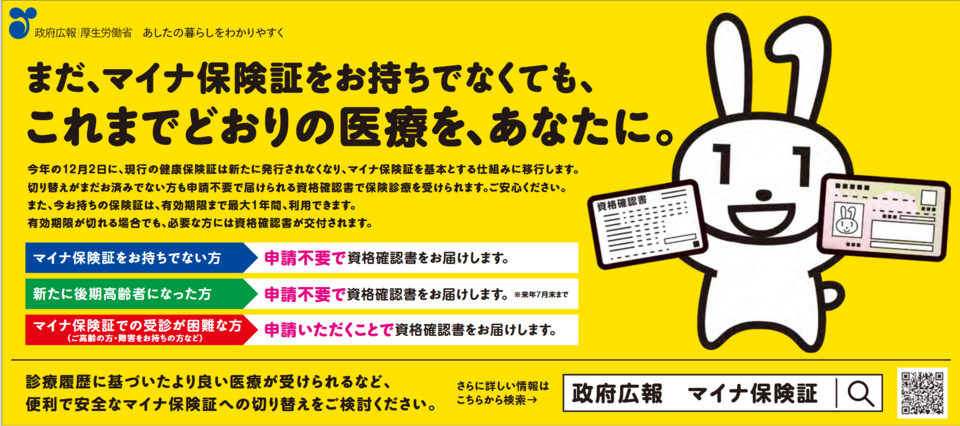 まだ、マイナ保険証をお持ちでなくても、これまでどおりの医療を、あなたに